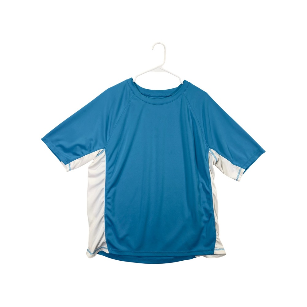 Kanu Surf Rash Guard Swim Shirt Mens XL Blue Excellent Short Sleeve Colorblock